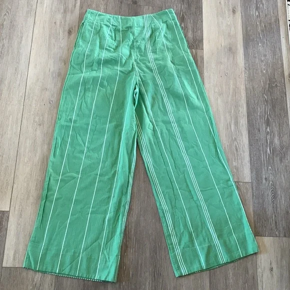 FREE PEOPLE SET Casual Friday Green Stripe Pants & Tank Top - Picture 10 of 16